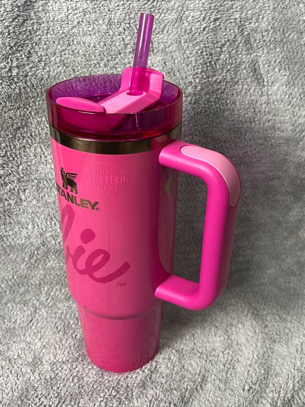 Stanley Barbie Icon Quencher 30 oz Pink Tumbler w/ Handle, Lid & Straw - Picture 2 of 12